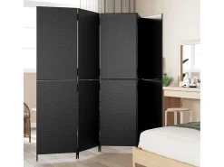 Biombo-Biombo de 5 paneles ratán sintético ES793721 Negro