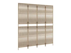 Biombo-Biombo de 4 paneles ratán sintético ES964766 Beige