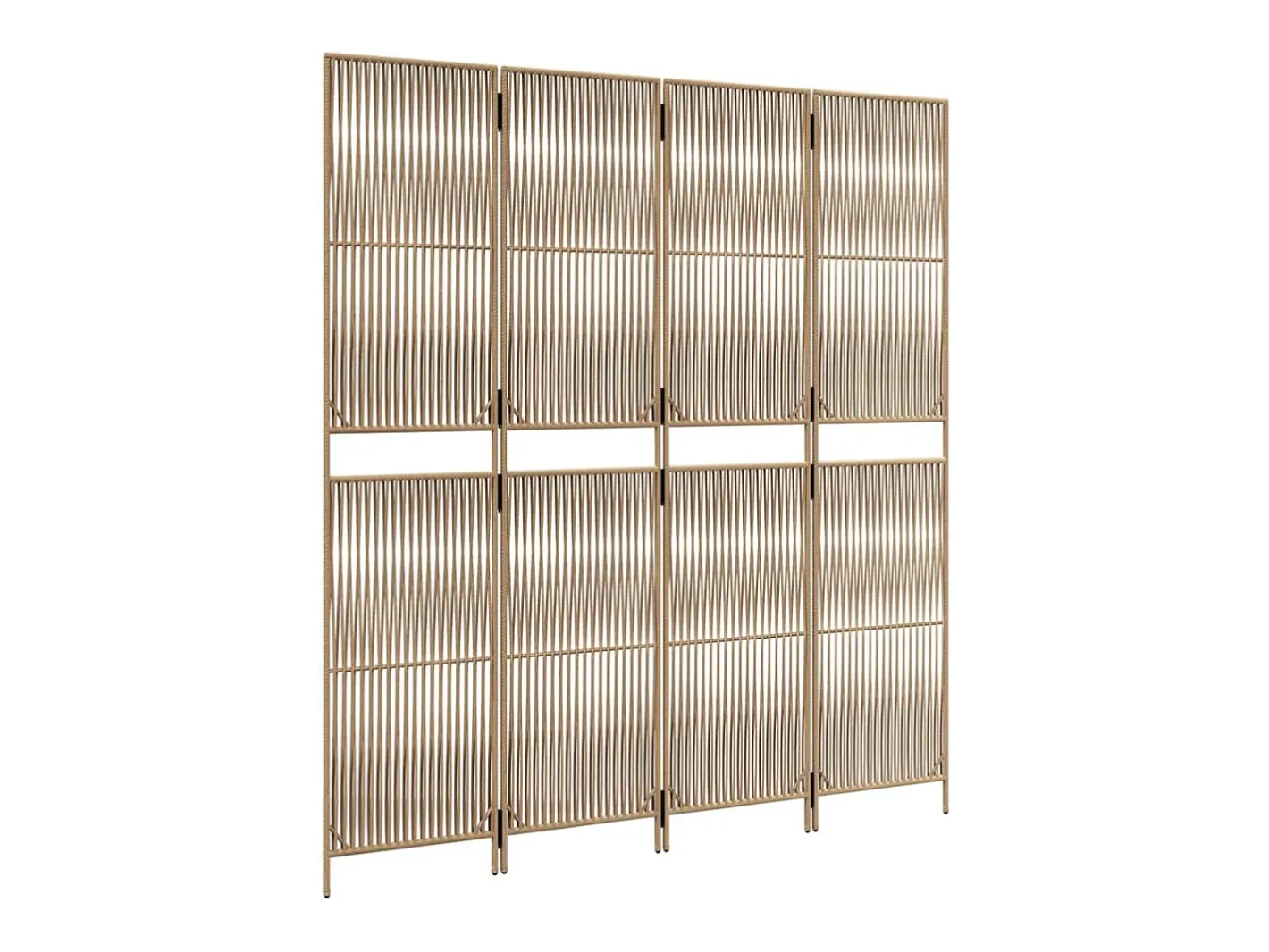 Biombo-Biombo de 4 paneles ratán sintético ES964766 Beige