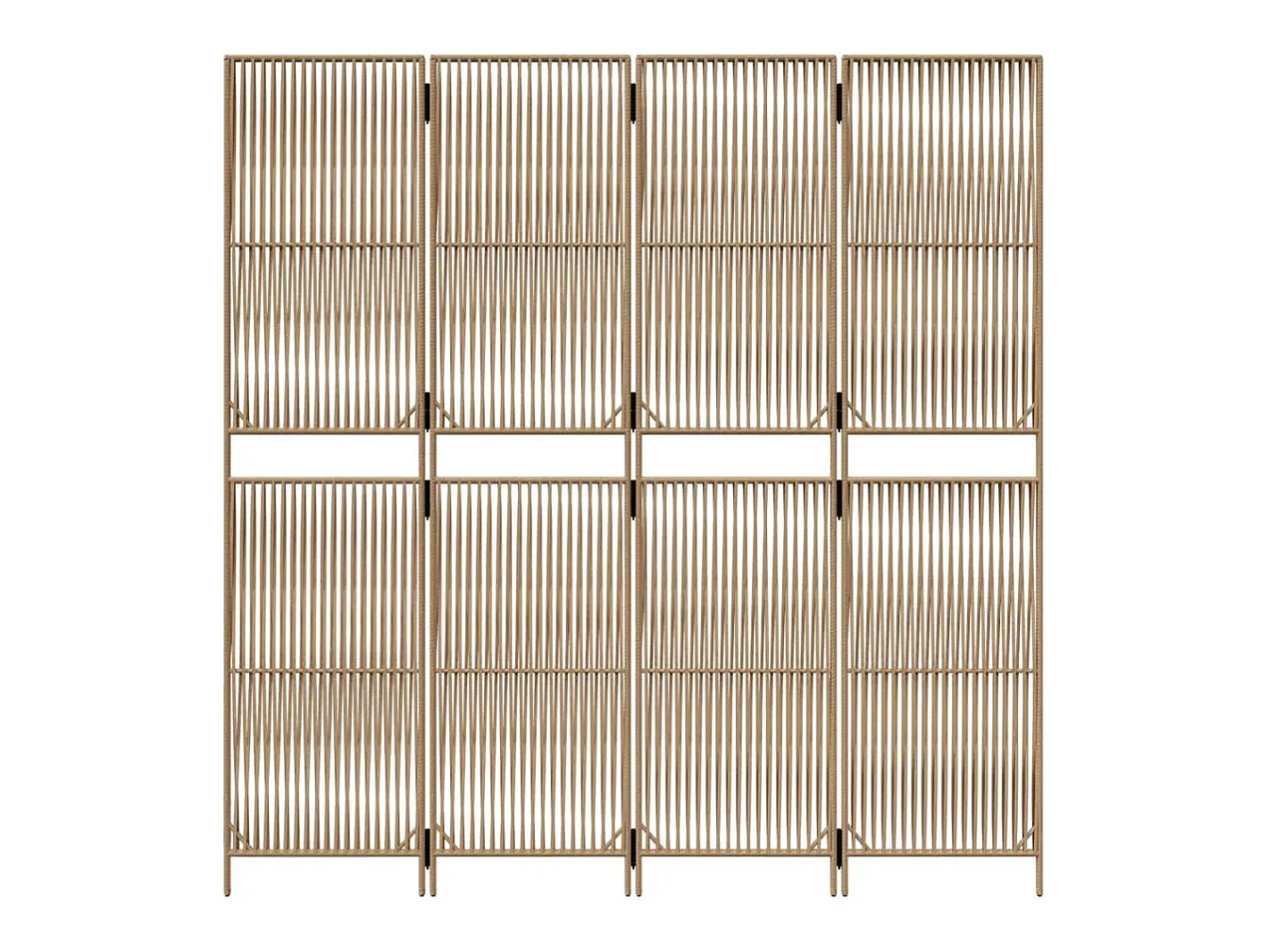 Biombo-Biombo de 4 paneles ratán sintético ES964766 Beige