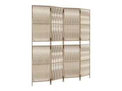 Biombo-Biombo de 4 paneles ratán sintético ES964766 Beige