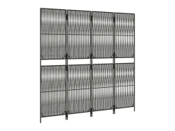 Biombo de 4 paneles ratán sintético ES525805 Gris