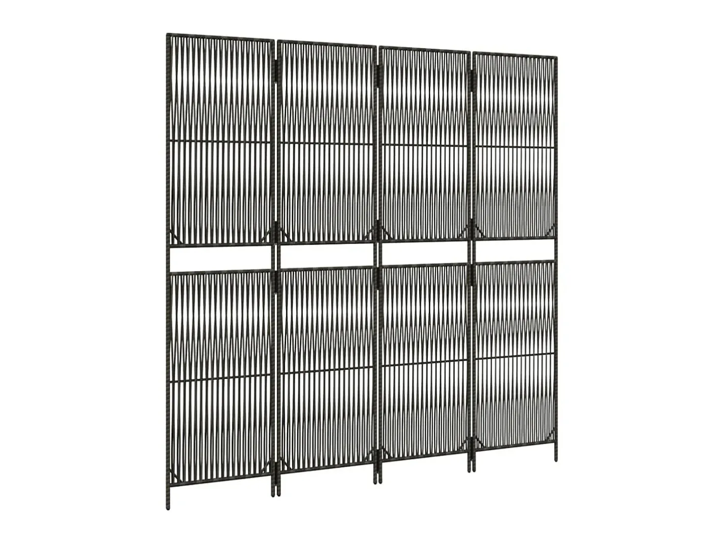 Biombo de 4 paneles ratán sintético ES525805 Gris