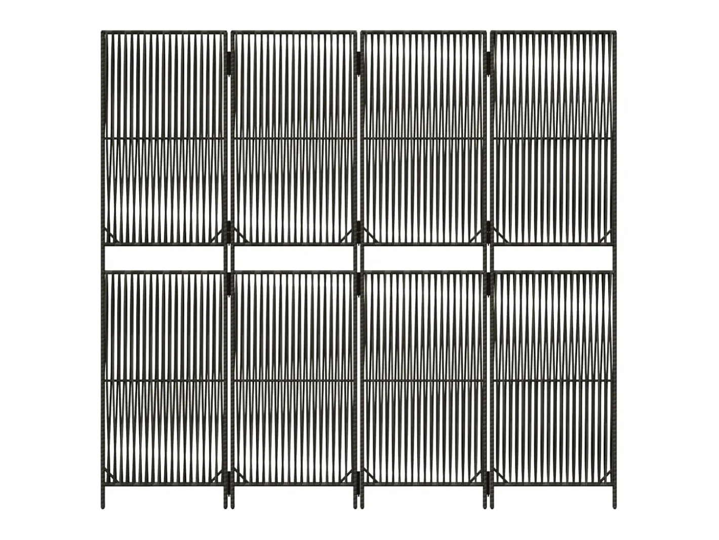 Biombo de 4 paneles ratán sintético ES525805 Gris