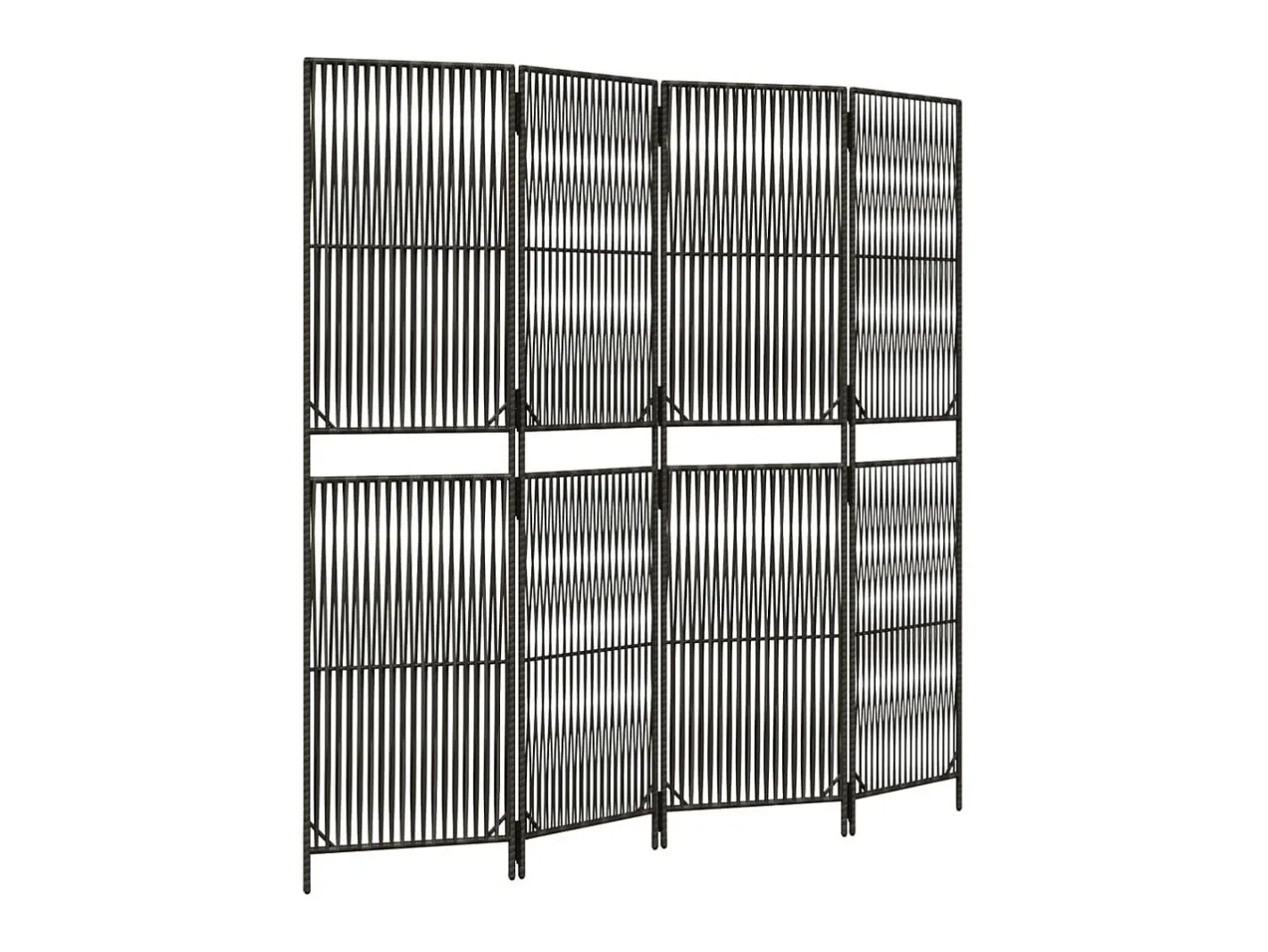 Biombo de 4 paneles ratán sintético ES525805 Gris