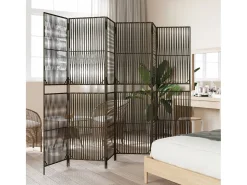 Biombo-Biombo de 6 paneles ratán sintético marrón ES627634 Marru00f3n