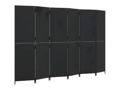 Biombo-Biombo de 6 paneles ratán sintético ES968215 Negro