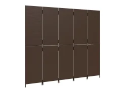 Biombo de 5 paneles ratán sintético marrón ES217883 Marru00f3n Outlet