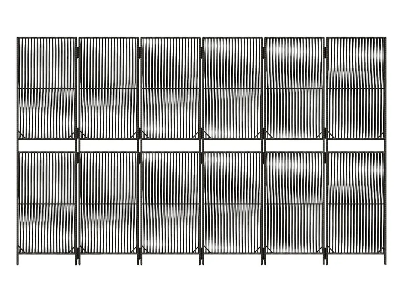 Best Biombo de 6 paneles ratán sintético ES380522 Gris