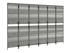 Best Biombo de 6 paneles ratán sintético ES380522 Gris