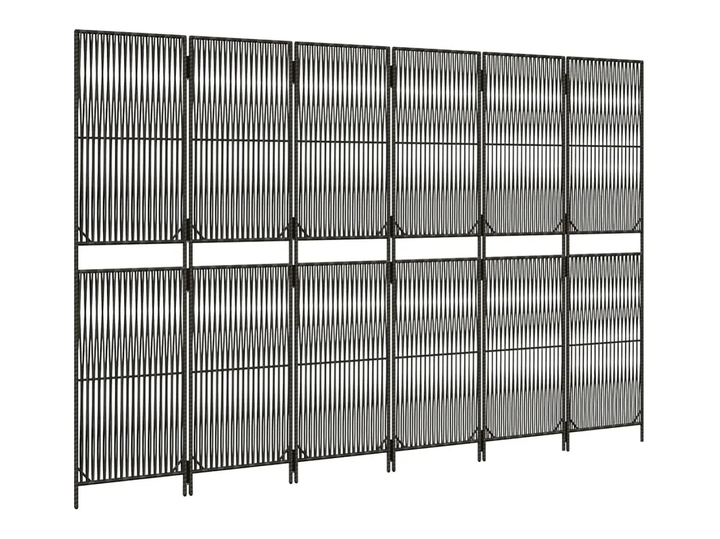 Best Biombo de 6 paneles ratán sintético ES380522 Gris