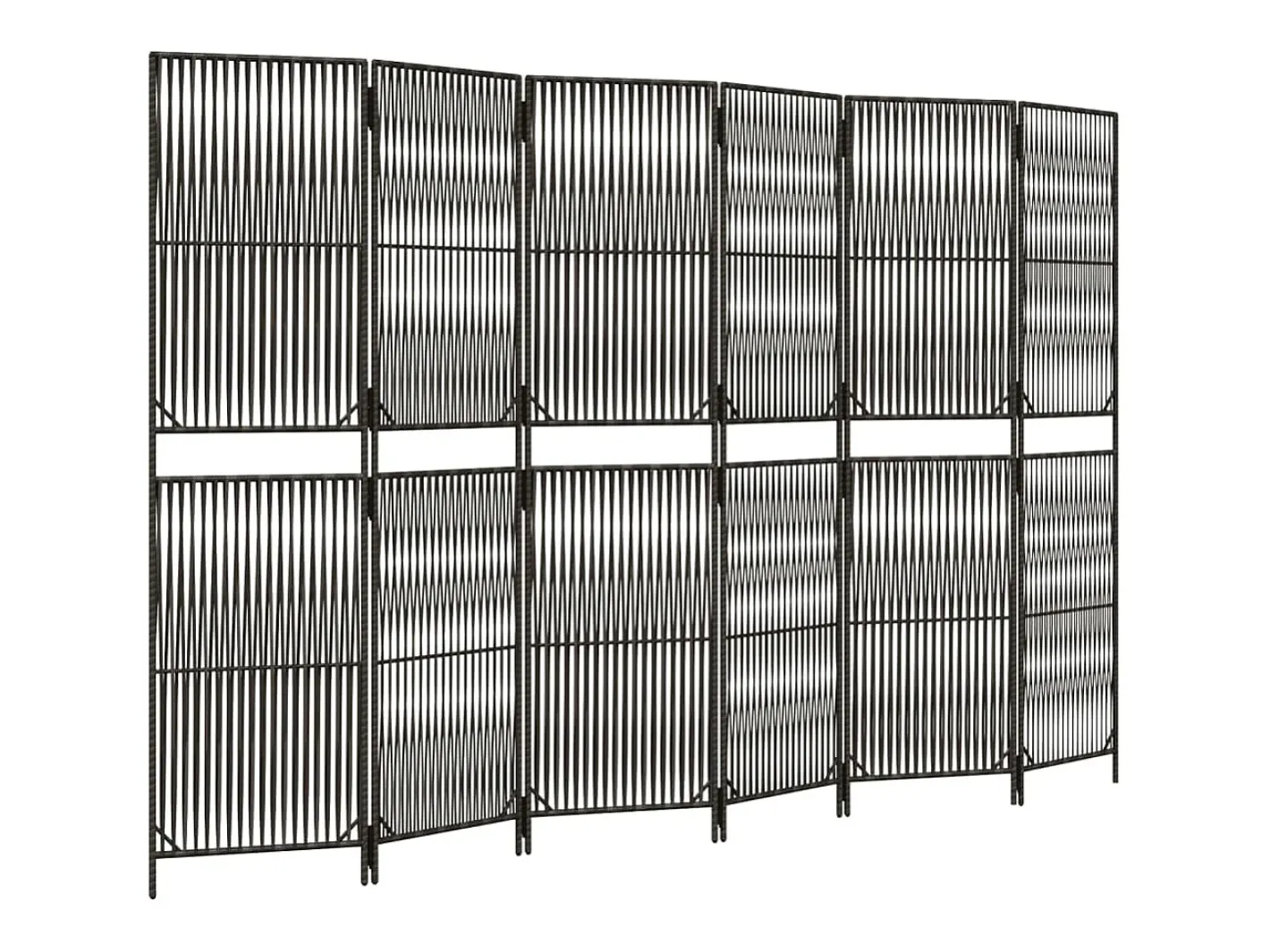 Best Biombo de 6 paneles ratán sintético ES380522 Gris