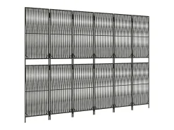 Outlet Biombo de 6 paneles ratán sintético ES852882 Gris