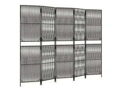 Sale Biombo de 5 paneles ratán sintético ES146648 Gris