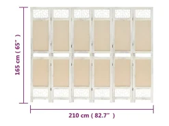 Biombo-Biombo de 6 paneles Tejido 210x165 cm Crema