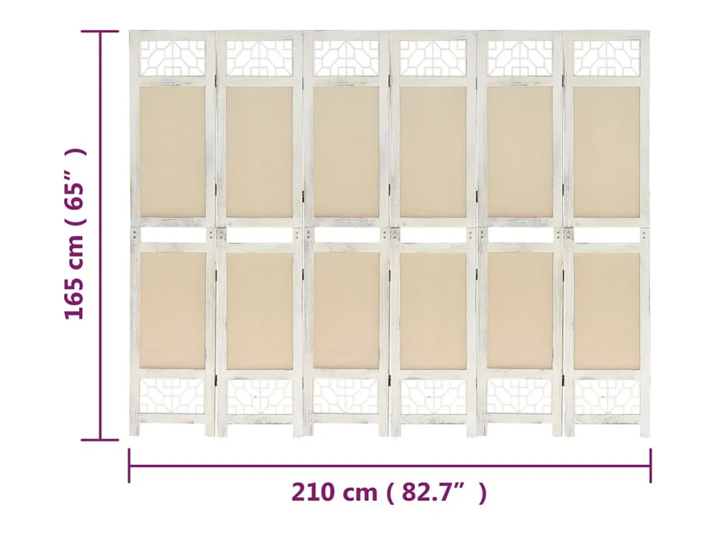 Biombo-Biombo de 6 paneles Tejido 210x165 cm Crema