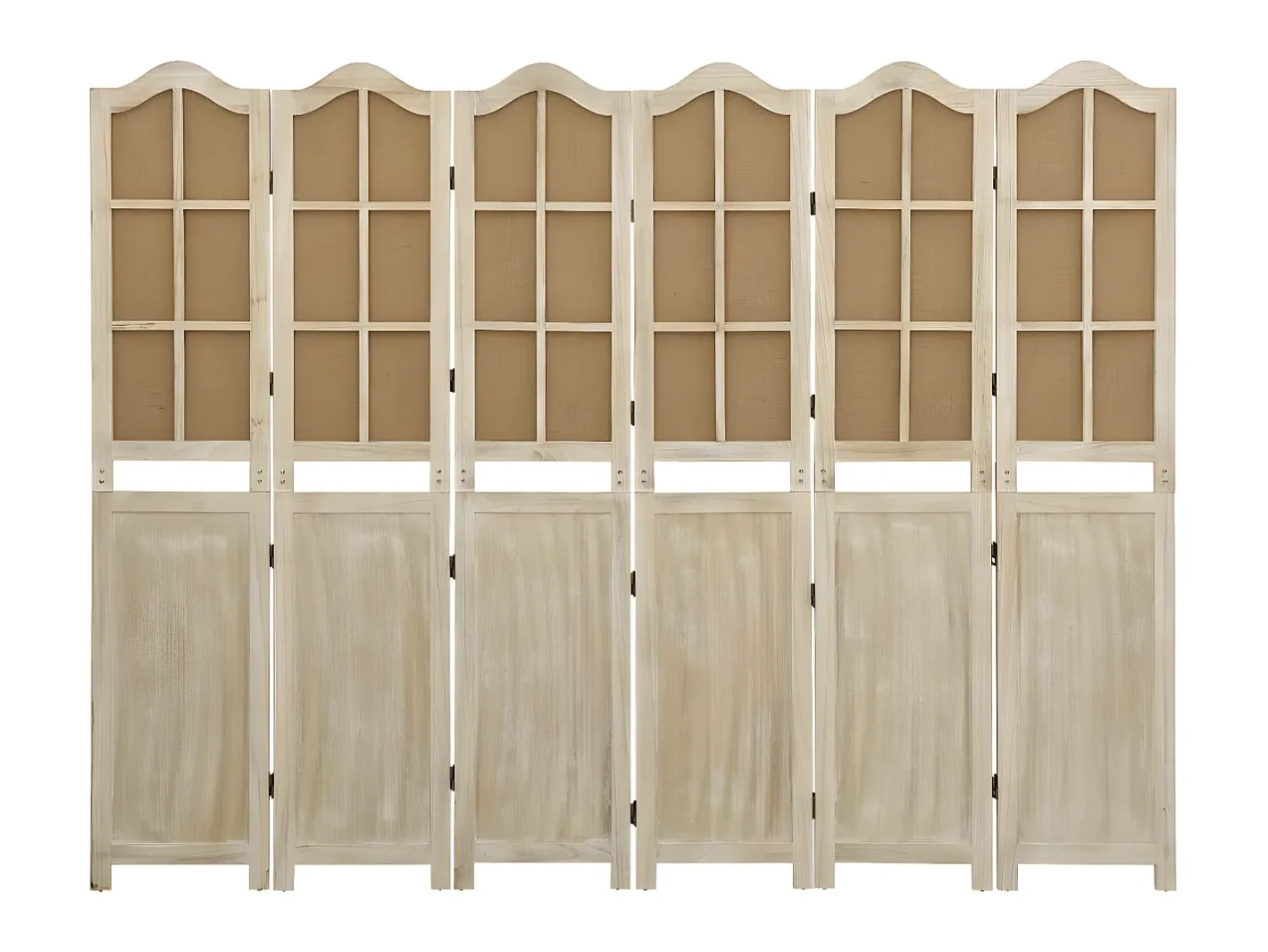 Biombo-Biombo de 6 paneles tela marrón 214x165 cm ES746534 Marru00f3n