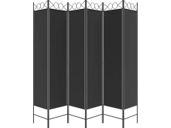 Clearance Biombo divisor de 6 paneles de tela 240x200 cm ES110289 Negro