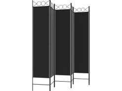 Clearance Biombo divisor de 6 paneles de tela 240x200 cm ES110289 Negro