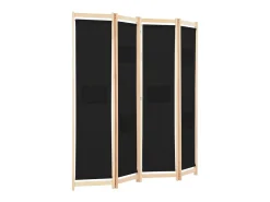 New Biombo divisor de 4 paneles de tela 160x170x4 cm ES171006 Negro