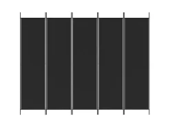 Clearance Biombo divisor de 5 paneles de tela 250x200 cm ES431903 Negro