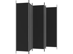 Clearance Biombo divisor de 5 paneles de tela 250x200 cm ES431903 Negro