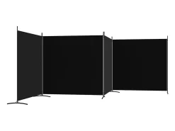 Biombo-Biombo divisor de 4 paneles de tela 698x180 cm ES577197 Negro