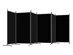Best Biombo divisor de 6 paneles de tela 520x180 cm ES965211 Negro