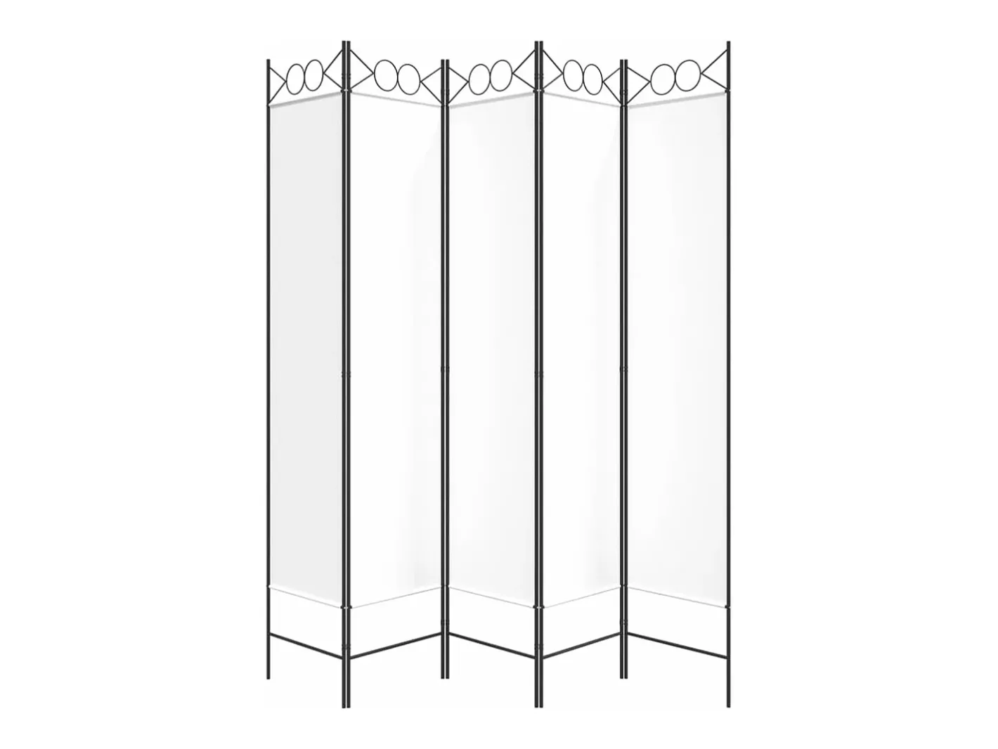 Biombo-Biombo divisor de 5 paneles de tela 200x200 cm ES741652 Blanco