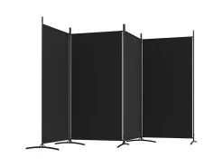 Biombo divisor de 4 paneles de tela 346x180 cm ES223180 Negro New