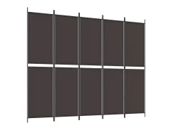 Sale Biombo divisor de 5 paneles de tela marrón 250x200 cm ES417379 Marru00f3n