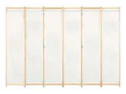 Biombo divisor de 6 paneles de tela color 240x170x4 cm ES139522 Crema