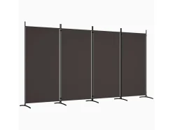 Biombo divisor de 4 paneles de tela marrón 346x180 cm ES316111 Marru00f3n Outlet