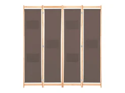Biombo divisor de 4 paneles de tela marrón 160x170x4 cm ES512457 Marru00f3n Sale