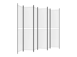 Biombo divisor de 6 paneles de tela 300x220 cm ES661032 Blanco