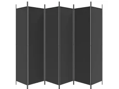 Biombo-Biombo divisor de 6 paneles de tela 300x200 cm ES387572 Negro