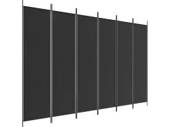 Biombo-Biombo divisor de 6 paneles de tela 300x200 cm ES387572 Negro