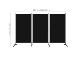 Biombo-Biombo divisor de 3 paneles 260x180 cm ES531902 Negro
