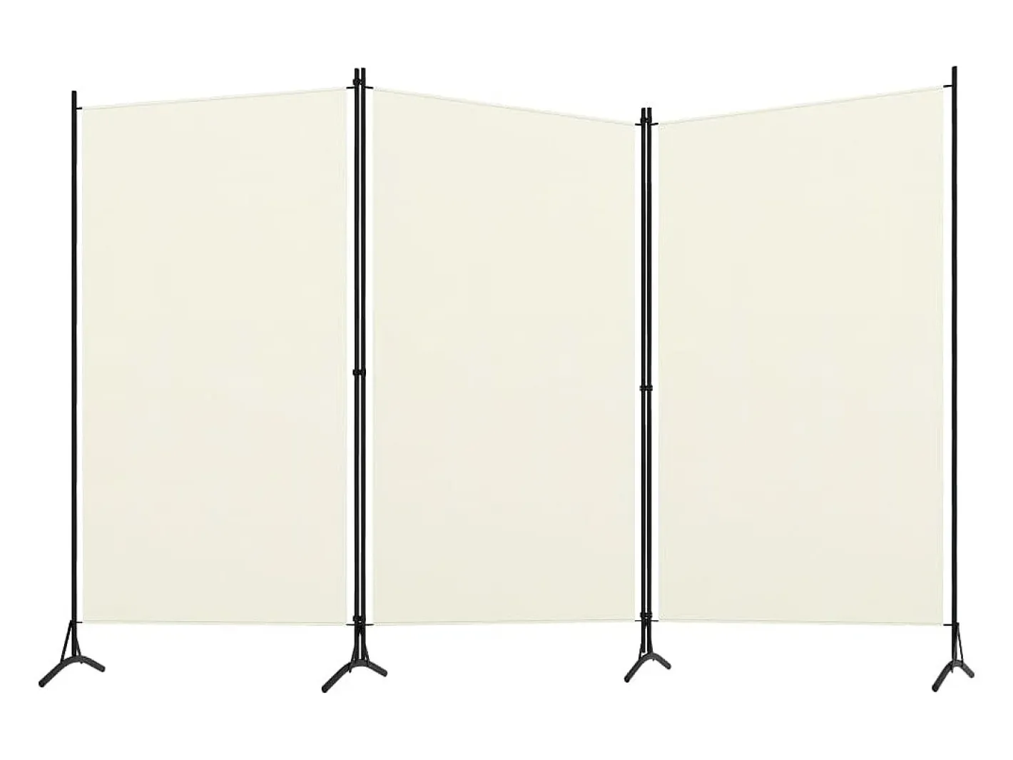 Outlet Biombo divisor de 3 paneles tela blanco 260x180 cm ES410188 Crema