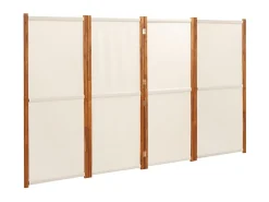 Biombo divisor de 4 paneles blanco 280x180 cm ES748533 Crema Best