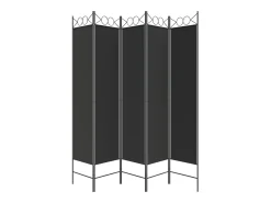 Biombo divisor de 5 paneles de tela 200x200 cm ES190424 Negro