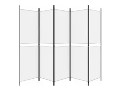 Biombo divisor de 5 paneles de tela 250x180 cm ES185344 Blanco