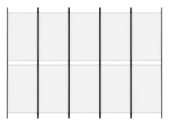 Biombo divisor de 5 paneles de tela 250x180 cm ES185344 Blanco