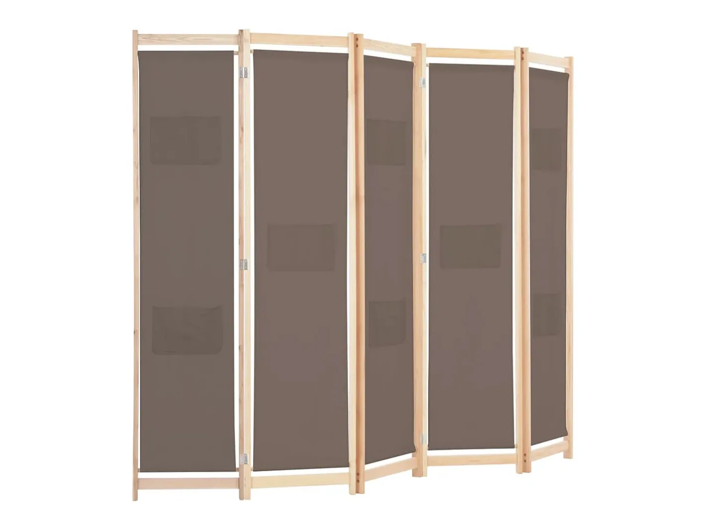 Biombo-Biombo divisor de 5 paneles de tela marrón 200x170x4 cm ES236538 Marru00f3n