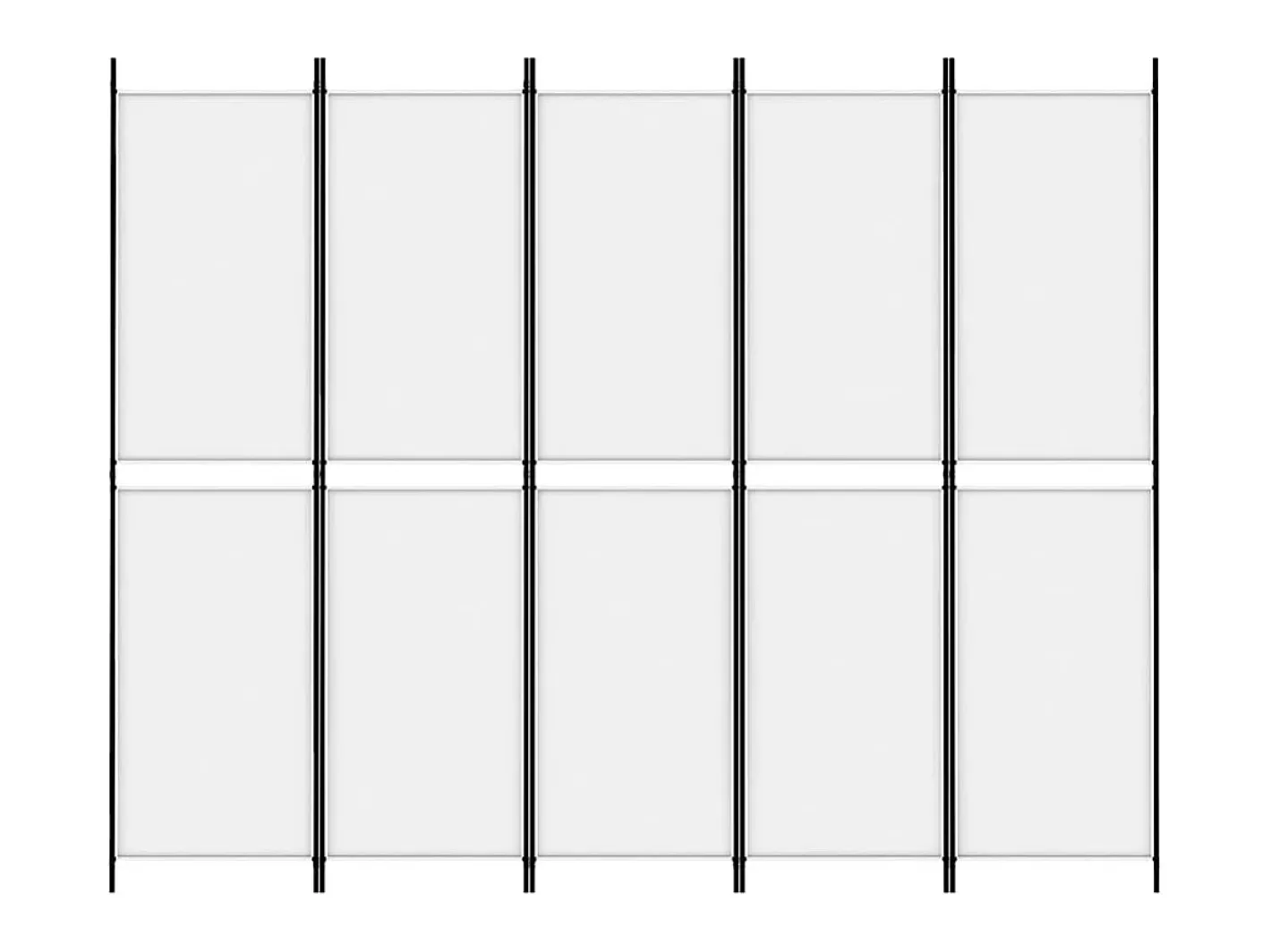 Biombo-Biombo divisor de 5 paneles de tela 250x200 cm ES484061 Blanco
