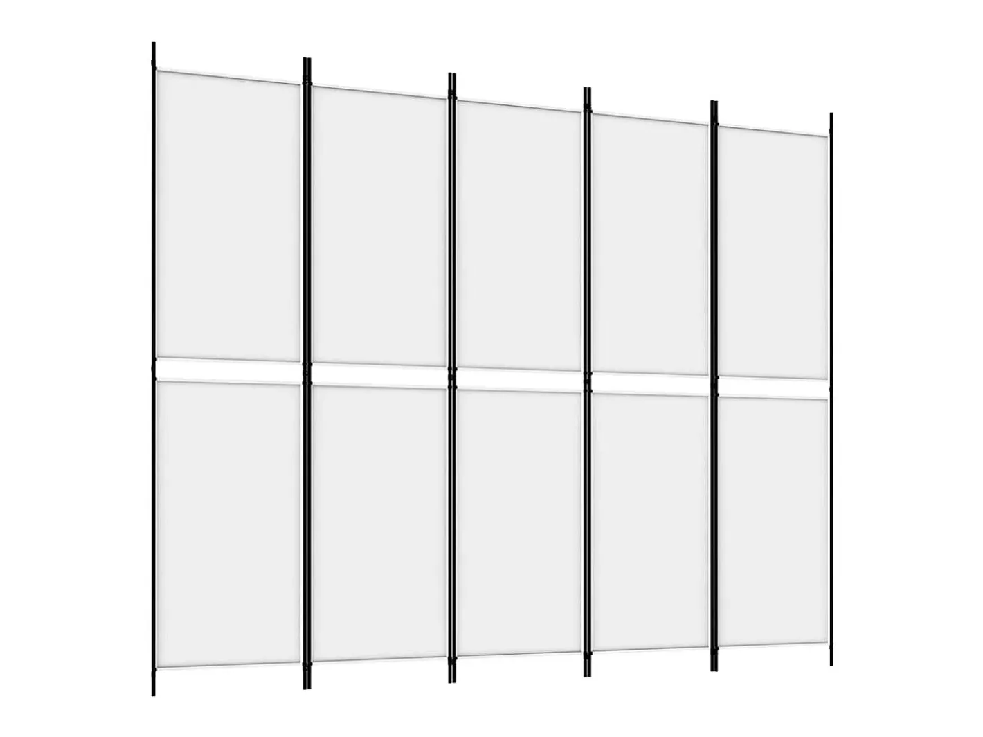Biombo-Biombo divisor de 5 paneles de tela 250x200 cm ES484061 Blanco