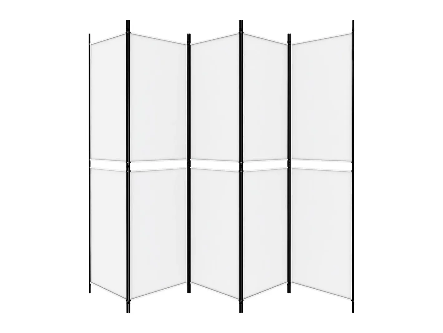 Biombo-Biombo divisor de 5 paneles de tela 250x200 cm ES484061 Blanco