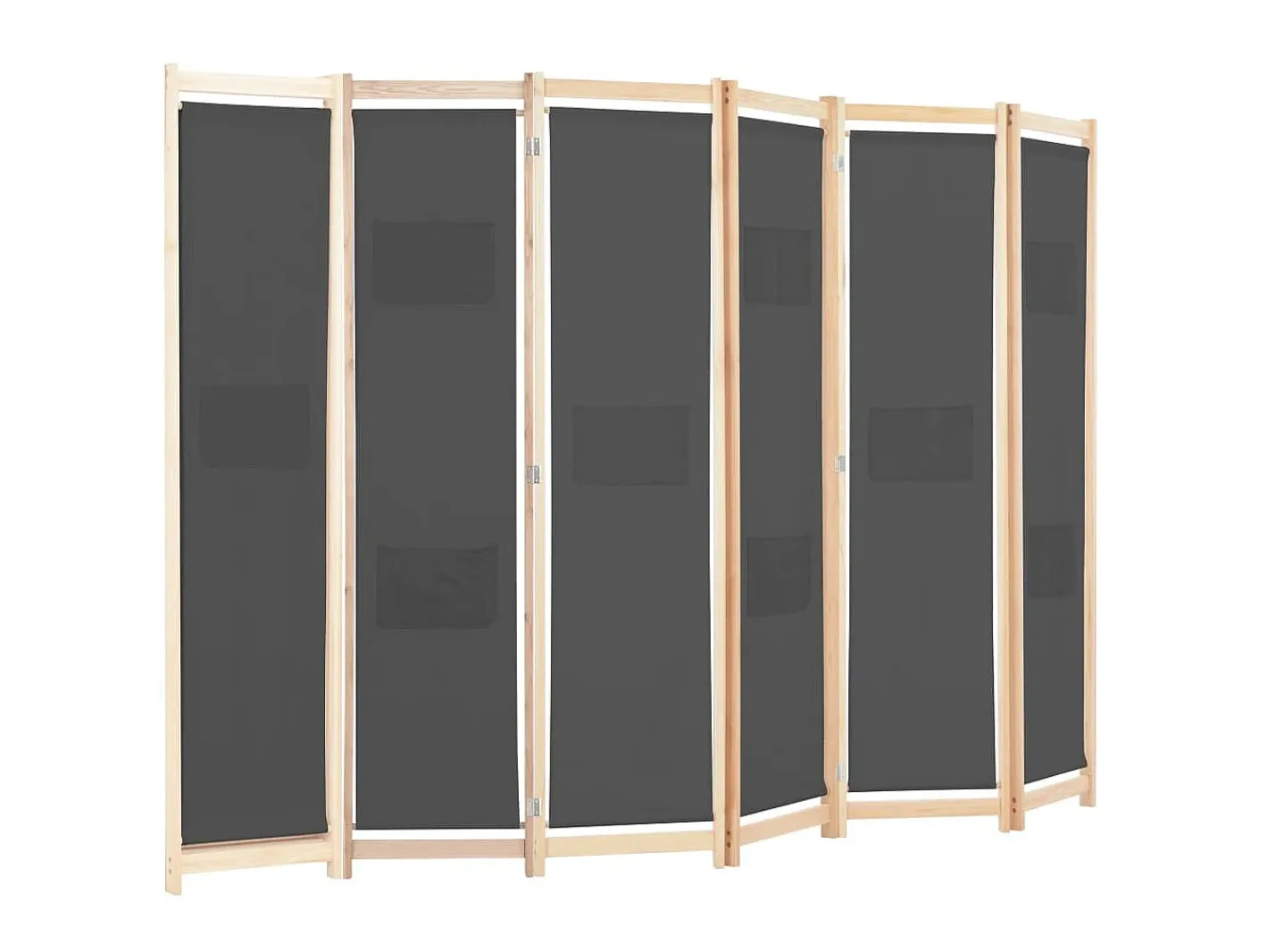 Biombo divisor de 6 paneles de tela 240x170x4 cm ES615698 Gris