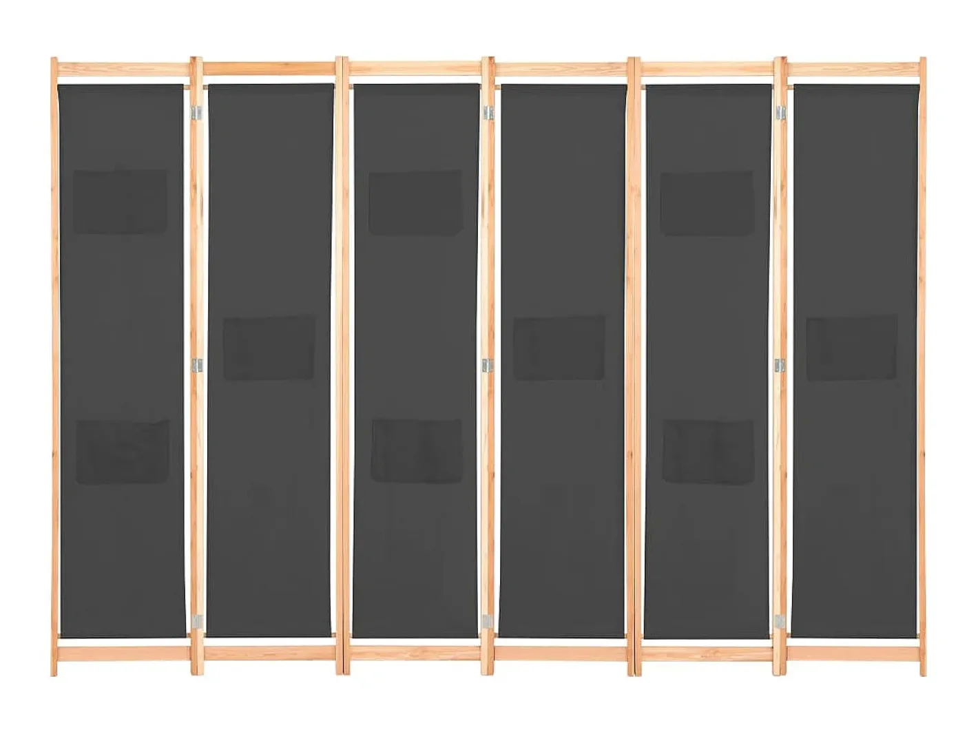 Biombo divisor de 6 paneles de tela 240x170x4 cm ES615698 Gris