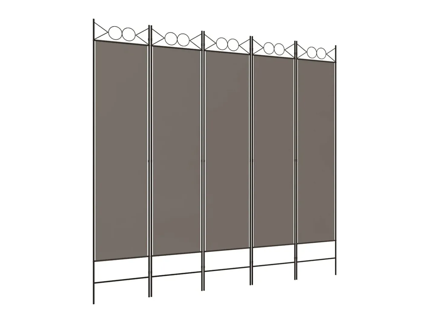 New Biombo divisor de 5 paneles de tela 200x200 cm ES203683 Gris antracita